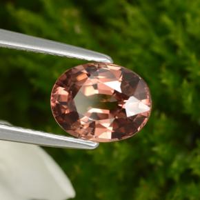 2.95캐럿 천연 로즈 지르콘, 타원형 컷, 9.2×7.1 mm, VVS