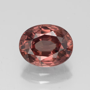 3.04캐럿 천연 로즈 지르콘, 타원형 컷, 9×7.1 mm, VVS