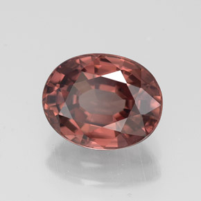 3.04캐럿 천연 로즈 지르콘, 타원형 컷, 9×7.1 mm, VVS