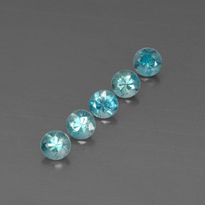 캐럿 천연 블루 지르콘 보석, 라운드 컷, 4.65 mm, VVS-VS