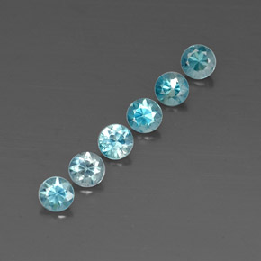 캐럿 천연 블루 지르콘 보석, 라운드 컷, 4.43 mm, VVS-VS