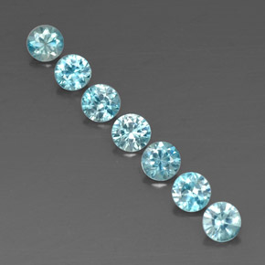 캐럿 천연 블루 지르콘 보석, 라운드 컷, 4.74 mm, VVS-VS