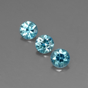 캐럿 천연 블루 지르콘 보석, 라운드 컷, 4.62 mm, VVS-VS