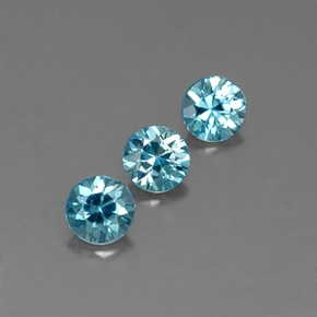 캐럿 천연 블루 지르콘 보석, 라운드 컷, 4.62 mm, VVS-VS