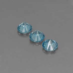 캐럿 천연 블루 지르콘 보석, 라운드 컷, 4.62 mm, VVS-VS