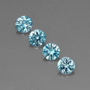 캐럿 천연 블루 지르콘 보석, 라운드 컷, 4.18 mm, VVS-VS