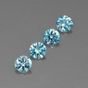 캐럿 천연 블루 지르콘 보석, 라운드 컷, 4.18 mm, VVS-VS