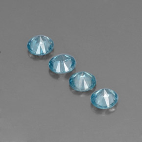 캐럿 천연 블루 지르콘 보석, 라운드 컷, 4.18 mm, VVS-VS