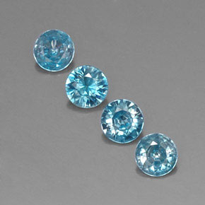 캐럿 천연 블루 지르콘 보석, 라운드 컷, 4.52 mm, VVS-VS