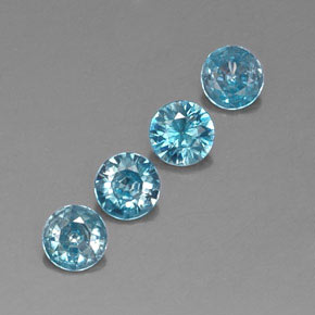 캐럿 천연 블루 지르콘 보석, 라운드 컷, 4.52 mm, VVS-VS