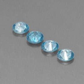 캐럿 천연 블루 지르콘 보석, 라운드 컷, 4.52 mm, VVS-VS