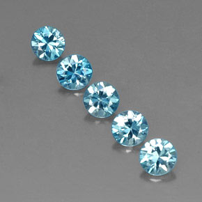 캐럿 천연 블루 지르콘 보석, 라운드 컷, 4.36 mm, VVS-VS