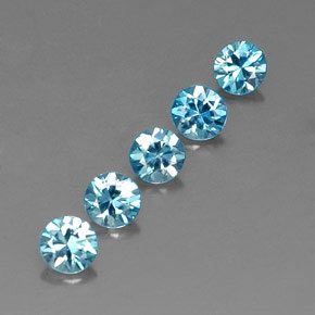 캐럿 천연 블루 지르콘 보석, 라운드 컷, 4.36 mm, VVS-VS