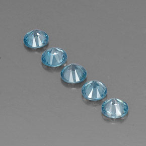 캐럿 천연 블루 지르콘 보석, 라운드 컷, 4.36 mm, VVS-VS