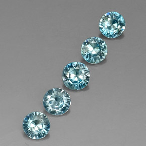 캐럿 천연 블루 지르콘 보석, 라운드 컷, 4.43 mm, VVS-VS
