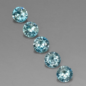 캐럿 천연 블루 지르콘 보석, 라운드 컷, 4.43 mm, VVS-VS