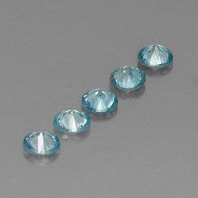 캐럿 천연 블루 지르콘 보석, 라운드 컷, 4.43 mm, VVS-VS