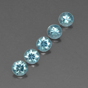 캐럿 천연 블루 지르콘 보석, 라운드 컷, 4.59 mm, VVS-VS