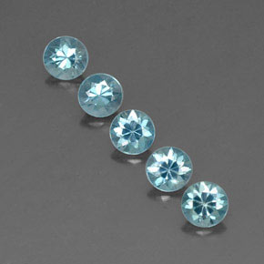 캐럿 천연 블루 지르콘 보석, 라운드 컷, 4.59 mm, VVS-VS