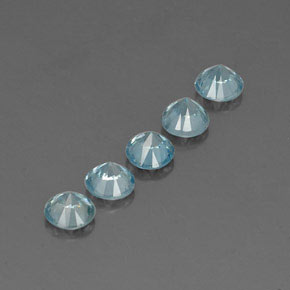캐럿 천연 블루 지르콘 보석, 라운드 컷, 4.59 mm, VVS-VS