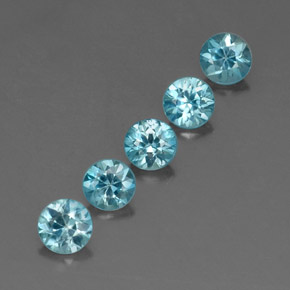 캐럿 천연 블루 지르콘 보석, 라운드 컷, 4.57 mm, VVS-VS