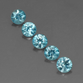 캐럿 천연 블루 지르콘 보석, 라운드 컷, 4.57 mm, VVS-VS