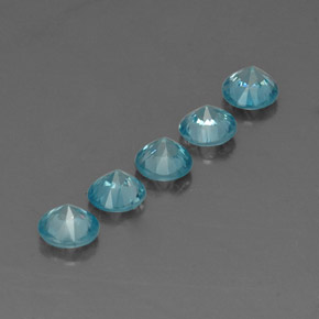 캐럿 천연 블루 지르콘 보석, 라운드 컷, 4.57 mm, VVS-VS
