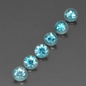 캐럿 천연 블루 지르콘 보석, 라운드 컷, 4.41 mm, VVS-VS