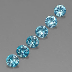 캐럿 천연 블루 지르콘 보석, 라운드 컷, 4.67 mm, VVS-VS