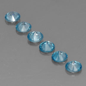 캐럿 천연 블루 지르콘 보석, 라운드 컷, 4.67 mm, VVS-VS