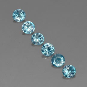 캐럿 천연 블루 지르콘 보석, 라운드 컷, 4.52 mm, VVS-VS