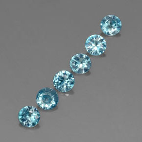 캐럿 천연 블루 지르콘 보석, 라운드 컷, 4.52 mm, VVS-VS
