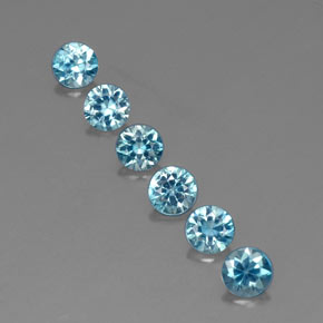 캐럿 천연 블루 지르콘 보석, 라운드 컷, 4.42 mm, VVS-VS