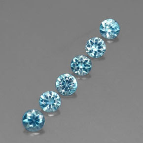 캐럿 천연 블루 지르콘 보석, 라운드 컷, 4.42 mm, VVS-VS