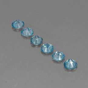 캐럿 천연 블루 지르콘 보석, 라운드 컷, 4.42 mm, VVS-VS