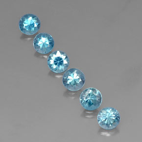 캐럿 천연 블루 지르콘 보석, 라운드 컷, 4.66 mm, VVS