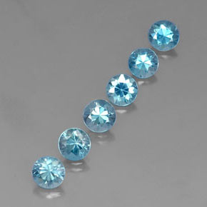 캐럿 천연 블루 지르콘 보석, 라운드 컷, 4.66 mm, VVS