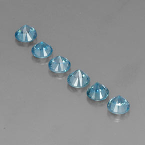 캐럿 천연 블루 지르콘 보석, 라운드 컷, 4.66 mm, VVS