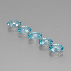3.30캐럿 천연 블루 지르콘 보석, 타원형 컷, 6×4.1 mm, VVS-VS