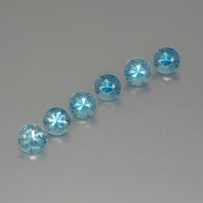 캐럿 천연 블루 지르콘 보석, 라운드 컷, 4.62 mm, VVS-VS