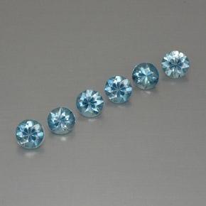 캐럿 천연 블루 지르콘 보석, 라운드 컷, 4.48 mm, VVS-VS