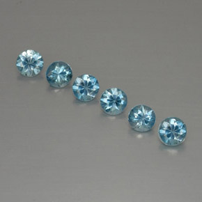 캐럿 천연 블루 지르콘 보석, 라운드 컷, 4.48 mm, VVS-VS