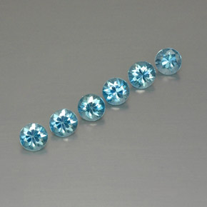 캐럿 천연 블루 지르콘 보석, 라운드 컷, 4.42 mm, VVS-VS