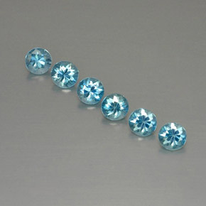 캐럿 천연 블루 지르콘 보석, 라운드 컷, 4.42 mm, VVS-VS
