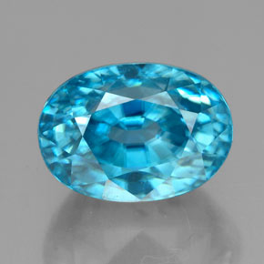 7.24캐럿 천연 일렉트릭 블루 지르콘, 타원형 컷, 10.7×7.7 mm, VS