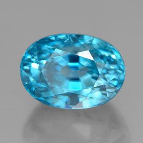 7.24캐럿 천연 일렉트릭 블루 지르콘, 타원형 컷, 10.7×7.7 mm, VS