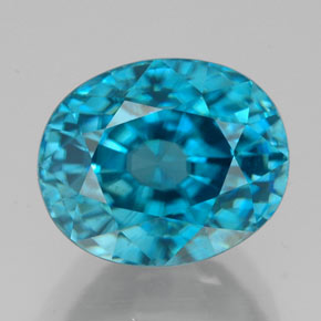 8.45캐럿 천연 블루 지르콘, 타원형 컷, 10.7×8.8 mm, IF