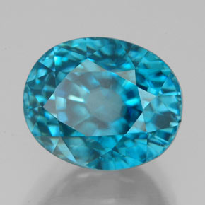 8.45캐럿 천연 블루 지르콘, 타원형 컷, 10.7×8.8 mm, IF