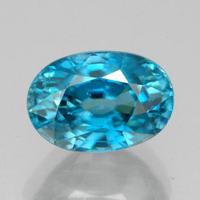 5.47캐럿 천연 블루 지르콘, 타원형 컷, 10.5×7.3 mm, IF