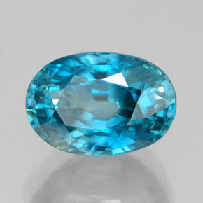 5.47캐럿 천연 블루 지르콘, 타원형 컷, 10.5×7.3 mm, IF